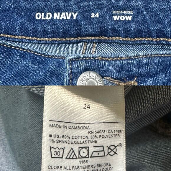 Old Navy Wow High Rise Jean Shorts Women’s 25 Roll Up Medium Wash Denim - Picture 6 of 6
